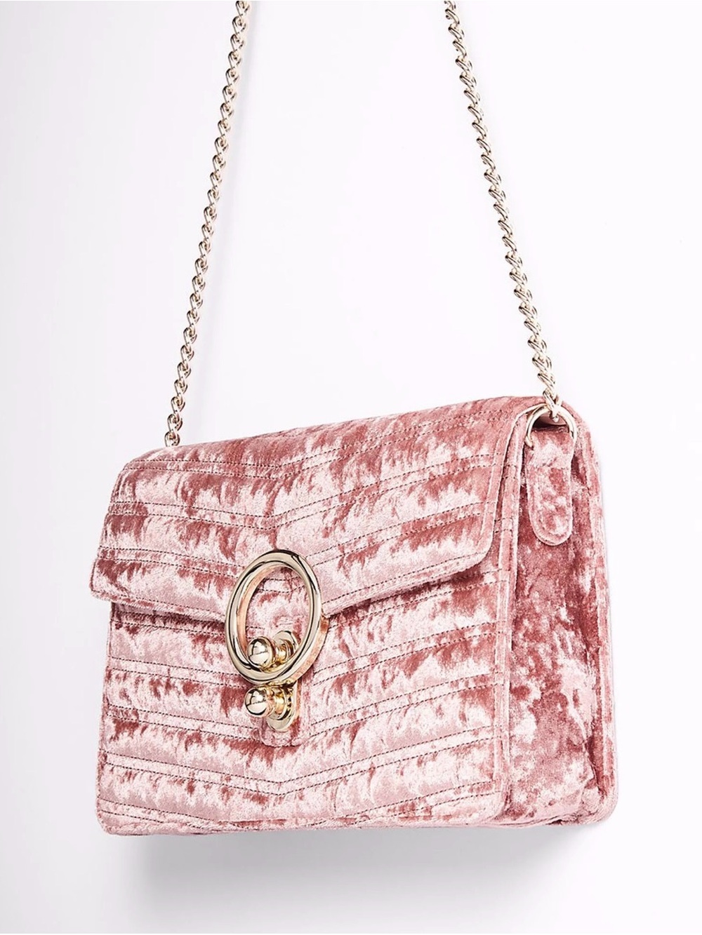 Express Velvet Chain Crossbody in Dusty Rose